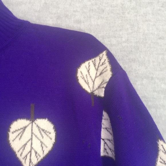ST. JOHN Separates Falling Leaves Design  Rib Knit Mock Neck Sweater - Picture 4 of 16